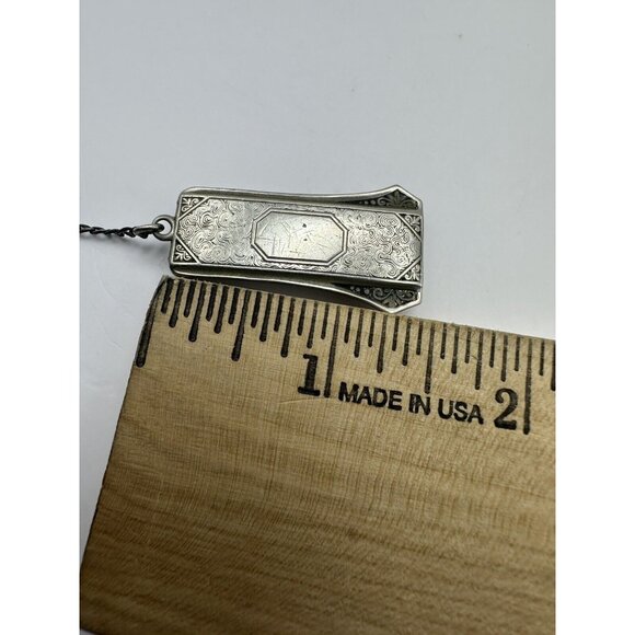 Vintage Antique Silverplate Belt Slide Watch Chain Art Deco - Picture 8 of 9